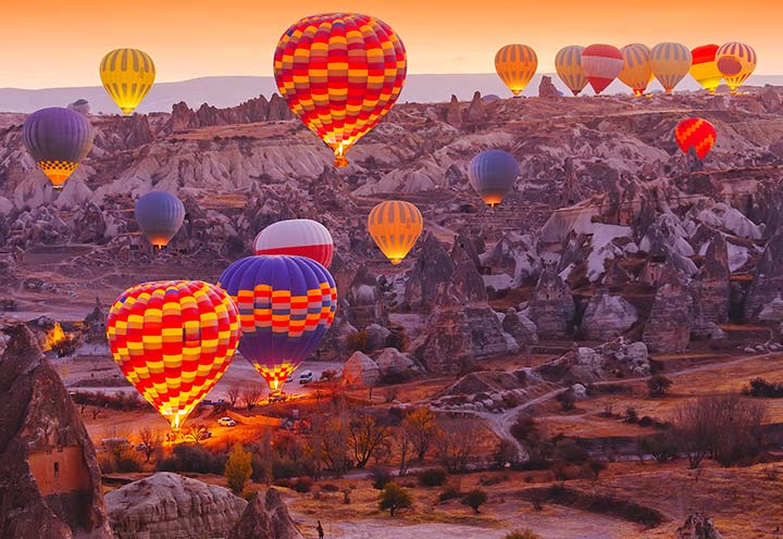 Cappadocia Turkey Balloons evening