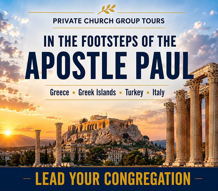 Church group exploring ancient Corinth during a Biblical tour to Greece with America Greece Tours®